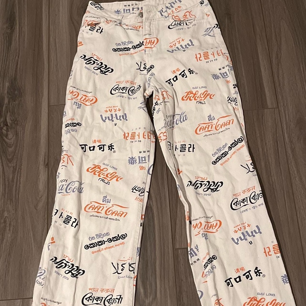 Coca Cola White Multicolor Flare Jeans